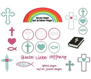 Stickserie - Christliche Symbole zur Taufe - christliche Motive